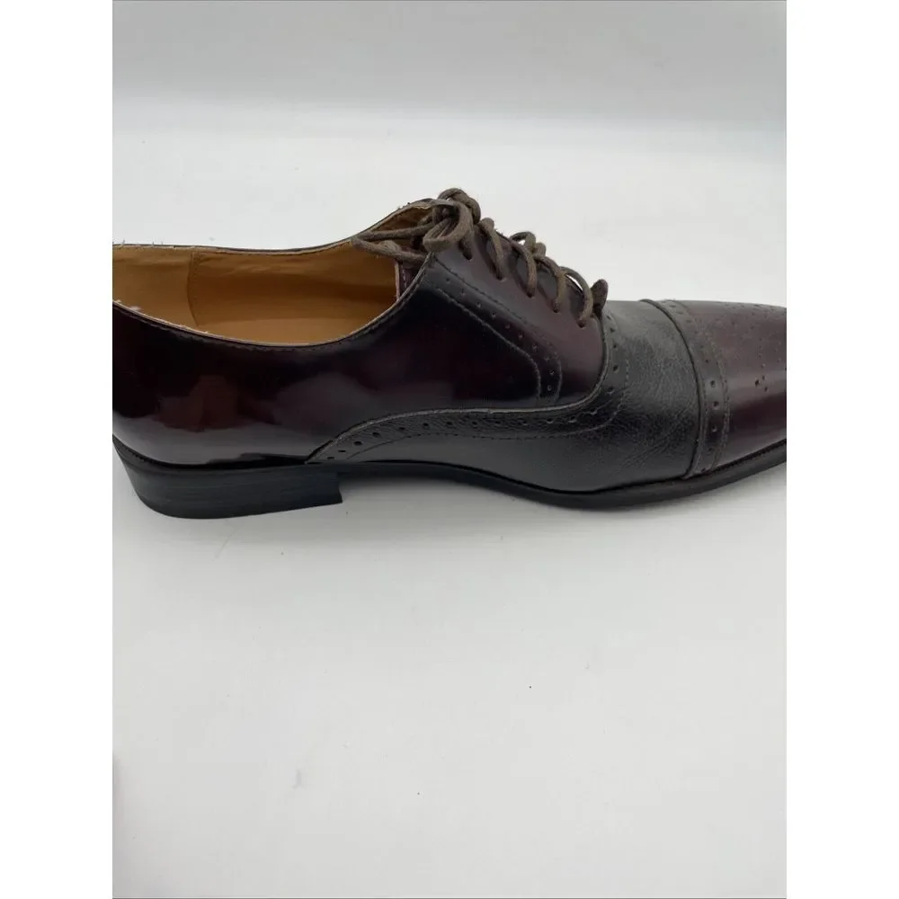 NWOB Men's GIORGIO‎ VENTURI Burgundy Oxford Dress Shoes Cap Toe Size 9.5 NEW